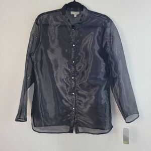 NWT deadstock vintage Linea Domani size 10 sheer black button up goth glam stree